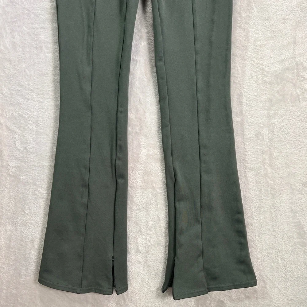 Alo Yoga High-Waist 7/8 Zip It Flare Ankle Zip Leggings Green Dark Cactus XS‎